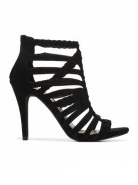 FERGIE Black Hampton High Heel Cage Sandal Shoes Size 10